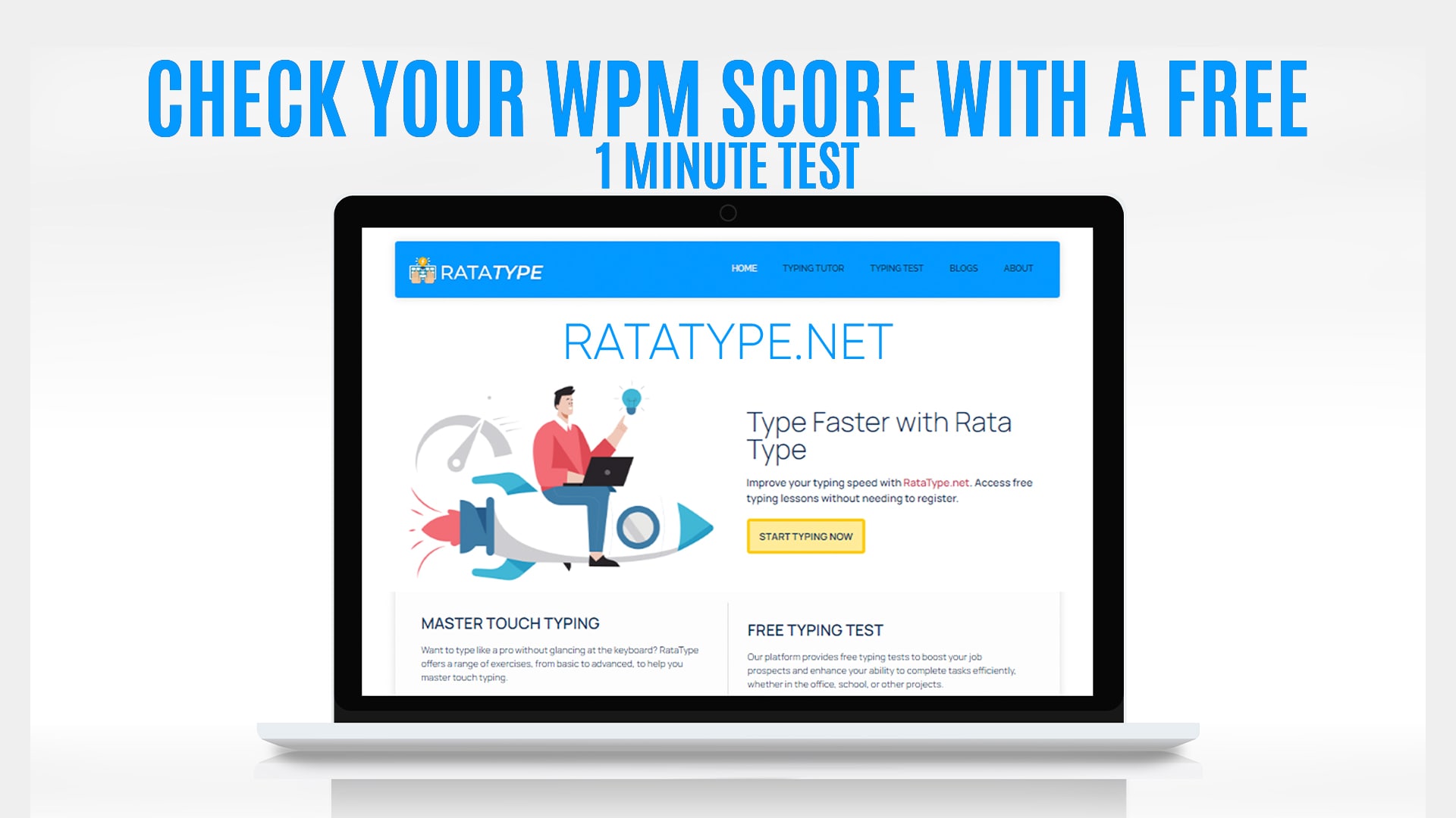 Check your WPM score with a free 1 minute test